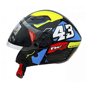 Capacete Aberto FW3 X OPEN UP 43 C/Óculos Preto/Amarelo