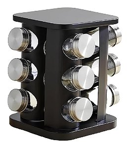 Porta Condimentos Com Base Giratória Preto