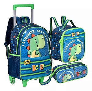 Mochila com Estojo e Lancheira Dinosaur