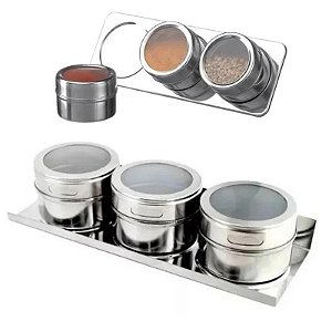 Kit Porta Tempeiros e Condimento Magnético