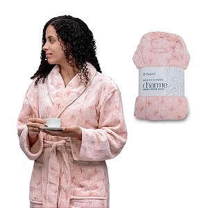 Roupão Rosa Feminino Quente Microfibra
