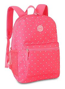 Mochila Escolar Rosa Com Bolinha Clio