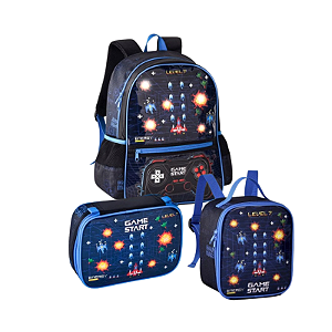 Kit Mochila Estojo Lancheira Game Start