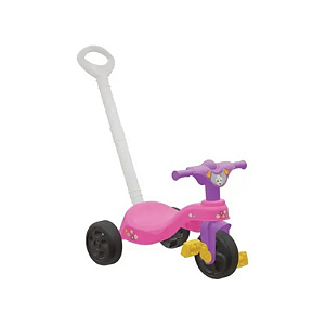 Triciclo Rosa Infantil Com Empurrador
