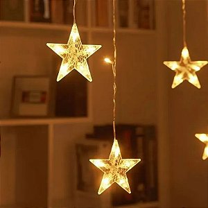 Cortina Pisca Pisca 136 Leds 2,8m Uso Interno Branco Quente 127v