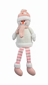 Boneco de Neve Pelúcia Rosa 40cm