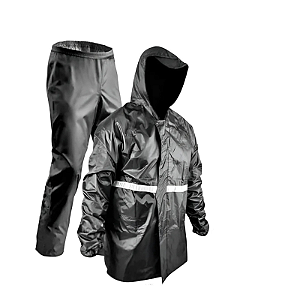 Capa de Chuva Preta Com Faixa Refletiva