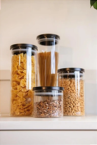Conjunto 4 Potes Organizadores Prático E Hermético Vidro