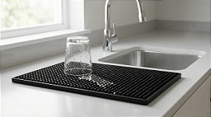 Tapete Escorredor De Louça Drenagem Pvc Prático Preto