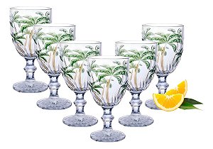 Conj 6 Taça de Vidro 300mL Palmeira