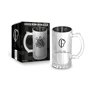 Caneca de Vidro Metalic 480mL Corinthians