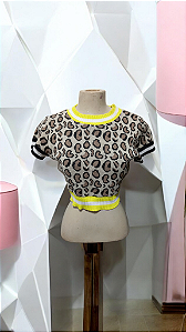 Blusinha cropeed crochê leopardo TAM M