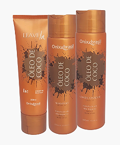 Kit Óleo de Coco - Shampoo 300ml + Condicionador 300ml + Leave-in 250ml | Alto poder de Hidratação