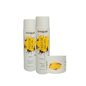 Kit Óleo de Argan - Shampoo + Condicionador + Máscara | Brilho e Hidratação profunda