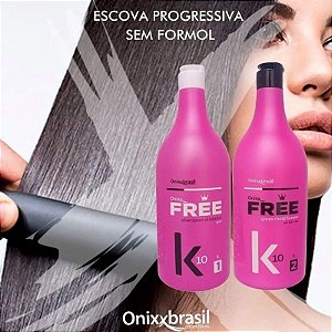 Escova Progressiva OnixxFree K10 Gloss Modificador 0% Formol + Shampoo Dilatador OnixxFree K10 Onixx Free K10 OnixxBrasil 1L
