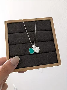Colar insp dois corações verde