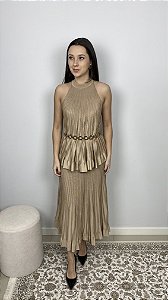 Conjunto Plissado Rayon Dourado