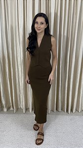 Conjunto Saia Lápis e Colete Liso