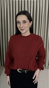 Blusa Tricô Trança- Vermelha