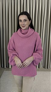 Blusa Tricô Alongada - Rosa