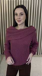 Blusa Tricô Decote Canoa - Rosa