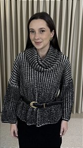 Blusa Tricô Mesclada - Preta e Branca