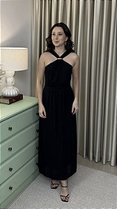Vestido Midi Decote Nadador - Preto