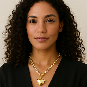 COLAR CORAÇÃO LISO DOURADO