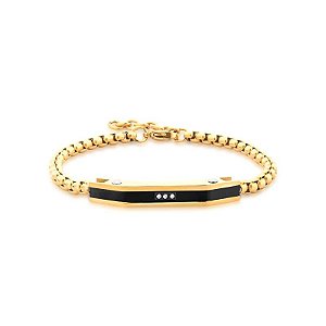 PULSEIRA MASCULINA COM PLACA LISA E ZIRCÔNIAS EM AÇO