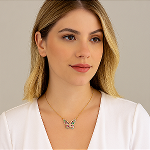 COLAR BORBOLETA COM PEDRAS