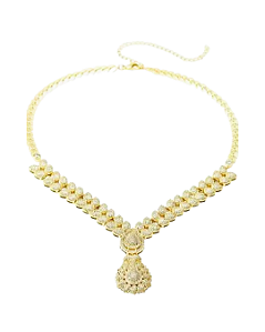 Colar Estilo Indiano com Zircônias Cravejadas Joia Luxo Feminina