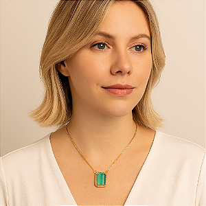 COLAR RETANGULAR BORDAS ZIRCÔNIA