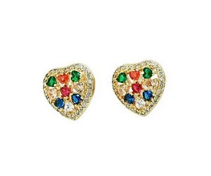 BRINCO CORAÇÃO COM PEDRAS COLORIDAS