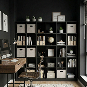 Armário Colmeia 30 Nichos Estante Organizador Livreiro Multiuso Preto Cód.330