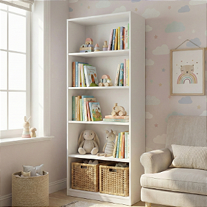 Armário Estante Organizador 5 Prateleiras Multiuso 91,2cm Branco Cód.305PR912