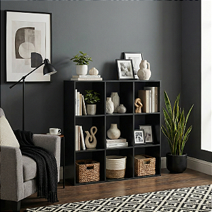 Armário Colmeia Expositor Estante 9 Nichos Prateleiras Divisórias Preto Cód.309