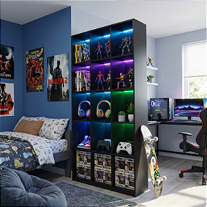 Armário Colmeia Com 15 nichos Estante Organizador Livreiro Preto Para Escritório Quarto Sala Comércio Cód.315