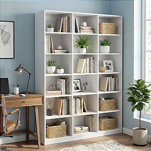 Armário Colmeia Estante Organizador Livreiro 18 Nichos Multiuso Branco Cód.318