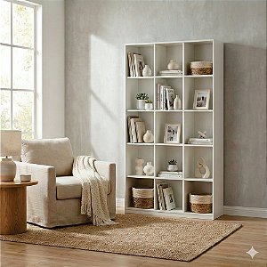 Armário Colmeia Com 15 nichos Estante Organizador Livreiro Branco Para Escritório Quarto Sala Comércio Cód.315