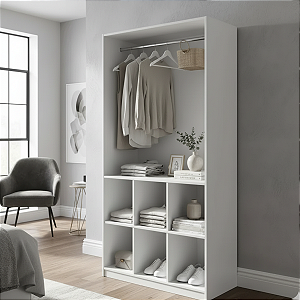 Armário Estante Colmeia Com 6 Nichos + 01 Cabideiro Branco Cód.100