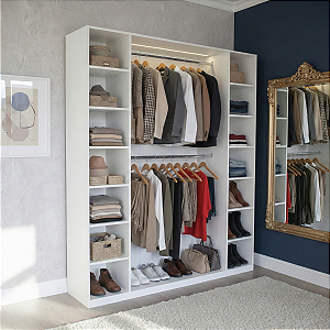 Estante Armário Colmeia com 02 Cabideiros + 14 Nichos Guarda Roupas Branco Cód.101