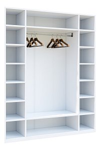 Armário Colmeia 01 Cabideiro + Prateleiras + Nichos Branco Cód.102