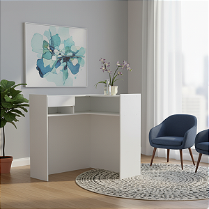 Balcão em L Para Atendimento Caixa Comércio Branco Cód.200