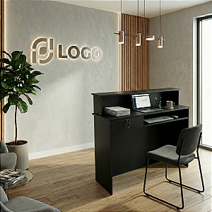 Balcão Caixa 1,215m Recepção Atendimento Loja Comércio Preto Cód.202