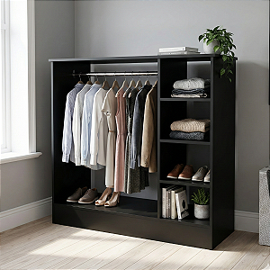 Balcão Expositor Arara Central Cabideiro e Nichos G2 Preto Cód.411