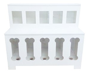 Dispenser De Ração Expositor 10 Divisões Modelo Osso Com Vidro Branco Cód.511