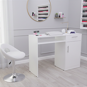 Escrivaninha Mesa Multiuso Com 1 Gaveta e 1 Porta Branco Cód.700