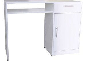 Escrivaninha Mesa Multiuso Com 1 Gaveta e 1 Porta Branco Cód.700