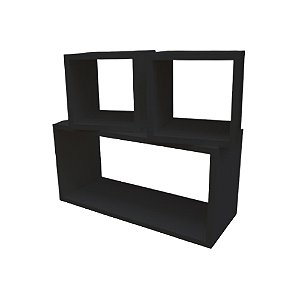 Kit 3 Nichos Preto Decorativo Para Quarto Sala Cód.803