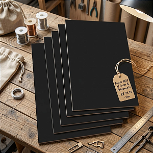 Kit 15 Placas Quadro Chapa MDF 3mm 15x21cm Para Artesanato Preto Cód.1205